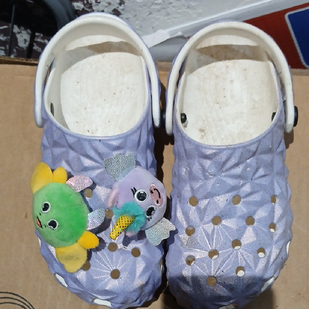 CROCS Kids Lavender Clogs with Fun Characters